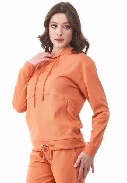 ORGANICATION ORGANICATION Leichte Hoodie aus Bio-Baumwolle, Dusty orange, – Produktbild 4 von 4