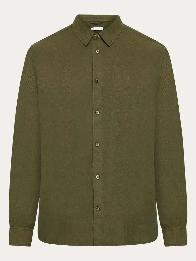 KnowledgeCotton Apparel KnowledgeCotton Apparel Herren vegan Hemd Flanell Dune Regular Forrest Night Green, Olivgrün, – Produktbild 1 von 2