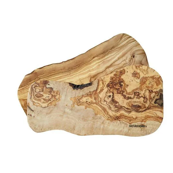 NATUREHOME NATUREHOME Brotzeit-Sets Zwei Schneidebretter mit Naturkante Olivenholz Handarbeit versch. Größen – Produktbild 1 von 6