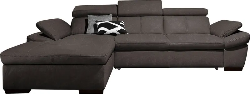 exxpo - sofa fashion Ecksofa Salerno, Funktionssofa, Breite 280cm, hoher Sitzkomfort, L-Form, inkl. Kopf- und Armteilverstellung, wahlweise mit Bettfunktion, Grau, – Produktbild 6 von 8