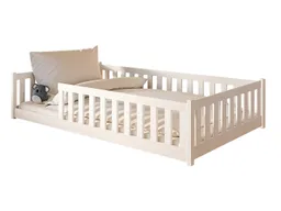 Kids Collective Kinderbett Bodenbett Bett mit Rausfallschutz & Lattenrost Montessori Bett Kinder (Jungen, Mädchen, Kinder, weitere Größen 80x160, 80x180, 90x190, 90x200, 140x200 cm), Jugendbett Gitterbett Einzelbett, Weiß Kiefer 120x200 cm – Produktbild 1 von 1