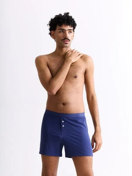 erlich textil erlich textil Casual Cotton Boxers, weite Boxershorts aus Bio-Baumwolle, made in Europe, Nachtblau, – Produktbild 4 von 5