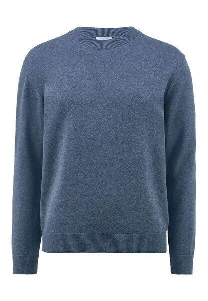 hessnatur hessnatur Strick Pullover Regular aus reiner Bio-Baumwolle, Helles jeansblau, – Produktbild 4 von 5