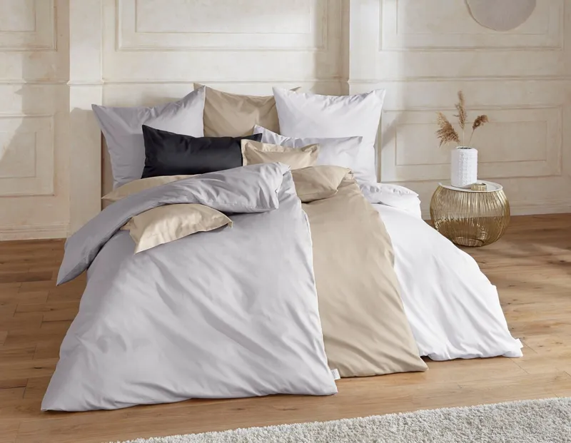 OTTO home Kissenbezug Mila, (2 Stück), Satin Qualität, in Uni Design, Weiß, – Produktbild 3 von 7