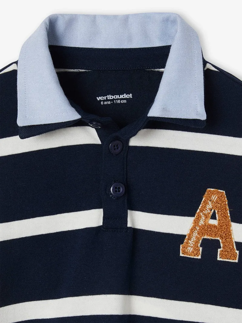 Vertbaudet Jungen Langarm-Poloshirt mit Lageneffekt, Marine, – Produktbild 3 von 3