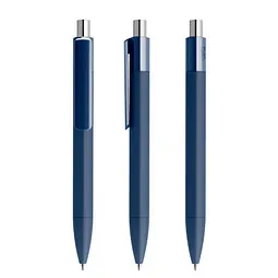 prodir prodir® Druckkugelschreiber DS4 Soft Touch PRR Push, blaue Mine, dunkelblau/silber poliert, Silber / dunkelblau, – Produktbild 1 von 1