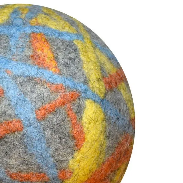 Lou-i Lou-i Filzball Made in Germany Spielball für drinnen, Grau-gelb-hellblau-orange, – Produktbild 3 von 4