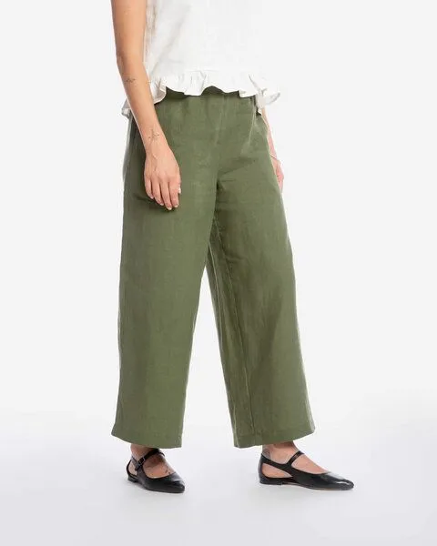 MATONA Matona Lange Hose | Culotte | aus Leinen, Olive, – Produktbild 1 von 4