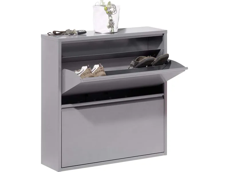 Metall-Schuhschrank "Big One Shoe 2" silber glänzend – Produktbild 1 von 1