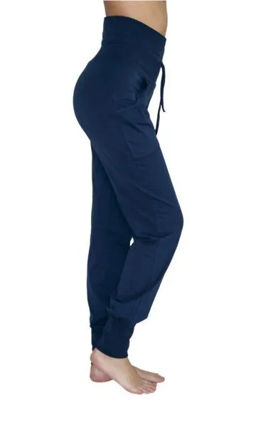 Leela Cotton Leela Cotton Damen Yogahose 2 Farben Bio-Baumwolle Hose mit Taschen 4082, Navy, – Produktbild 2 von 2