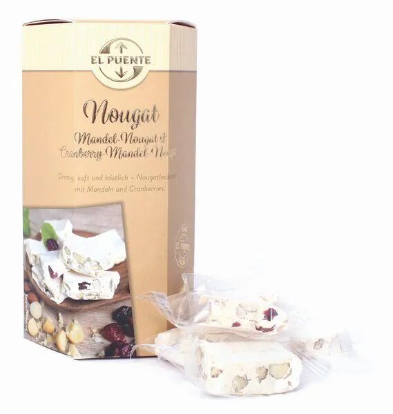 El Puente El Puente Nougat mit Cranberry & Mandel | Fair Trade | Glutenfrei, Mehrfarbig, – Produktbild 1 von 2