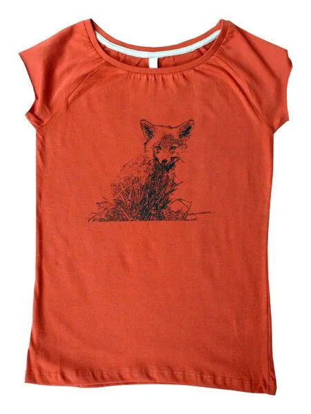 Hirschkind Hirschkind Bio-& Fair-Trade-Frauenshirt "Kleiner Fuchs" rostot – Produktbild 1 von 3
