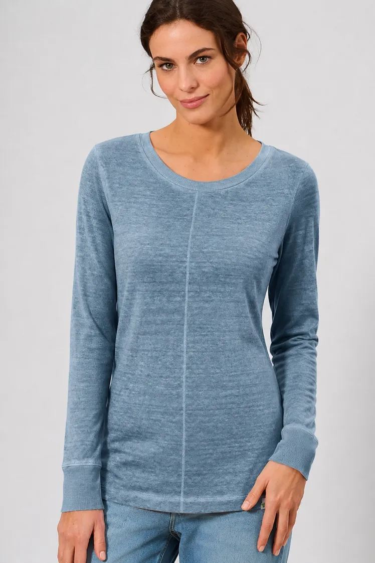 HempAge Hempage Damen vegan Langarmhemd Taubenblau, Blau, – Produktbild 2 von 2