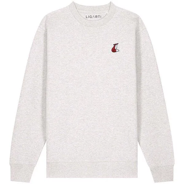 LIGARTI Bestickter Pullover – Valentina der Fuchs – LIGARTI Tiermanufaktur, Hellgrau, – Produktbild 1 von 3