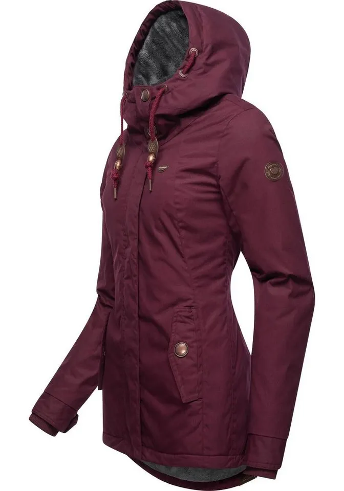 ragwear ragwear Winterjacke Monade Damen Winterparka mit Kapuze und m. Fleece gefüttert, Rot, – Produktbild 3 von 5