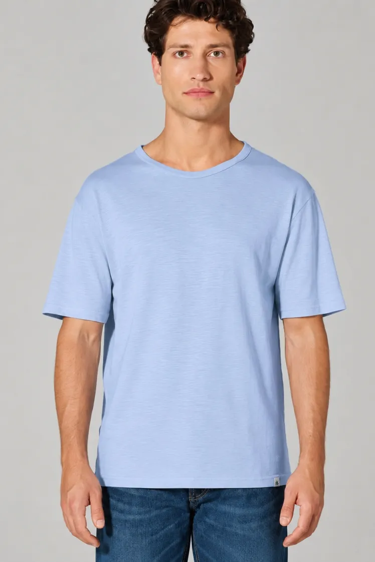 HempAge Hempage Herren vegan T-Shirt Aus Slub Jersey Wasserblau, Blau, – Produktbild 2 von 2