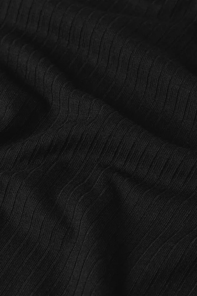 king louie king louie Langarmshirt Marina Top Uni Rib - weiches Langarmshirt mit U-Boot-Ausschnitt für Da, Schwarz, – Produktbild 4 von 4