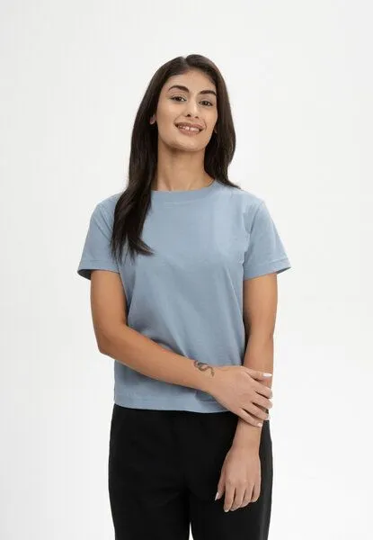 MELA MELA T-Shirt Style KHIRA aus 100% Bio-Baumwolle, Dusk blue, – Produktbild 1 von 4