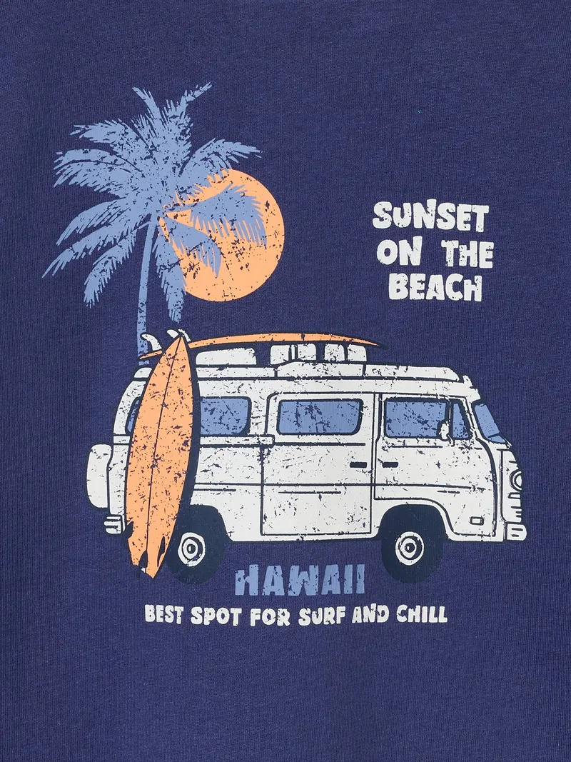 Vertbaudet Jungen Shirt mit Print, Schieferblau, – Produktbild 2 von 2