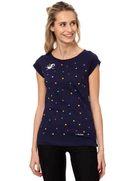 FellHerz FellHerz Damen T-Shirt Konfettimädchen Bio Fair, Midnight (dunkelblau), – Produktbild 1 von 4