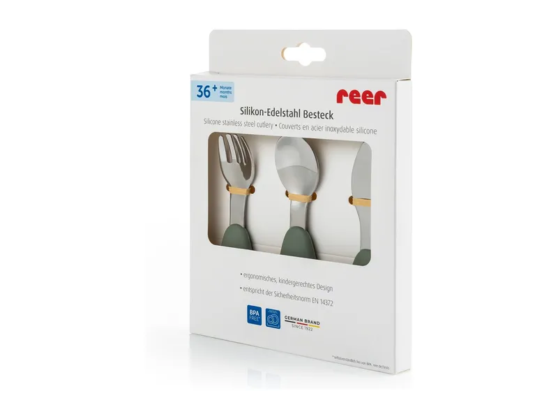 reer reer Silikon-Edelstahl Besteck 3-teilig Gabel, Löffel, Messer – Produktbild 3 von 5