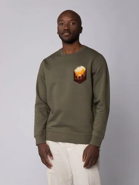 watapparel watapparel Sweatshirt Unisex Hiking in the mountains, Khaki, – Produktbild 2 von 3