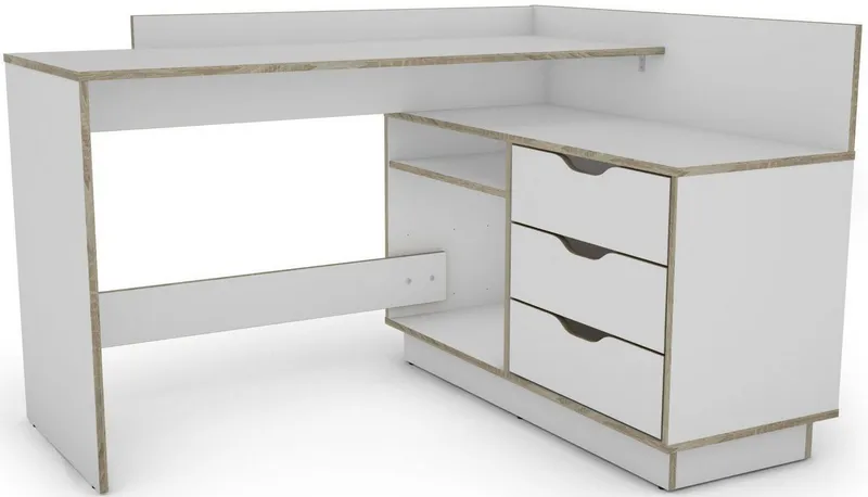 OTTO home Eckschreibtisch Bexley, mit viel Stauraum, Breite 129 cm, rechts oder links montierbar, Beige, – Produktbild 5 von 8