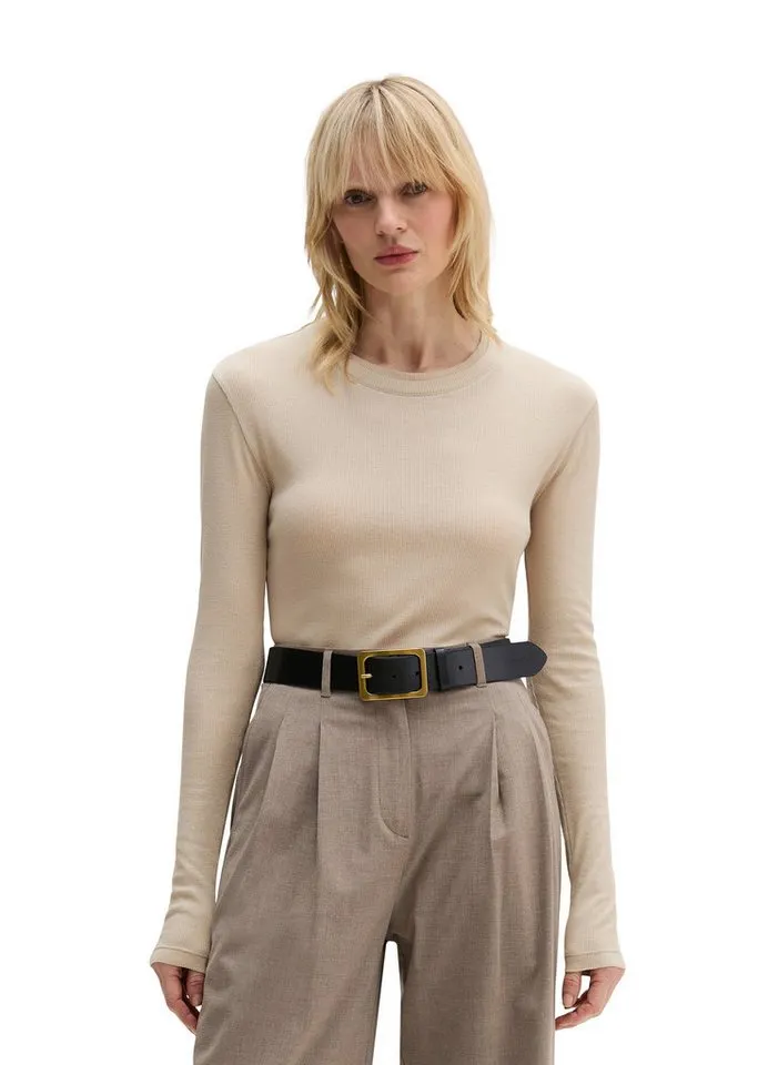 Marc O'Polo Marc O'Polo Langarmshirt mit TENCEL™ Modal, Beige|braun, – Produktbild 1 von 5
