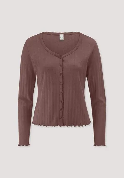 hessnatur hessnatur Pointelle Cardigan PURE COTTON aus reiner Bio-Baumwolle, Rosébraun, – Produktbild 3 von 4