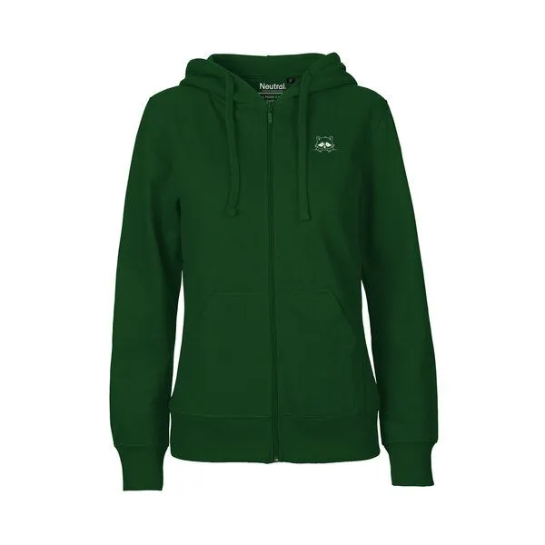 HANDGEDRUCKT HANDGEDRUCKT "Flauschspion" Frauen Zip Hoody Neutral, Bottlegreen, – Produktbild 2 von 3