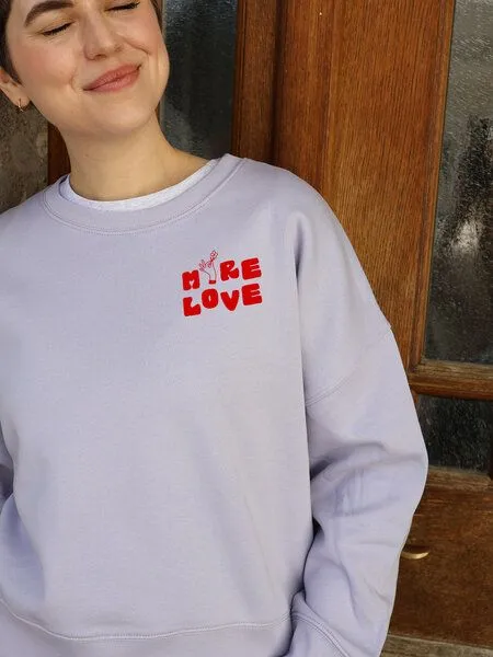 Kultgut Kultgut Kindness Sweater 100% Bio-Baumwolle - Boxistyle/ More Love, Lila, – Produktbild 1 von 4