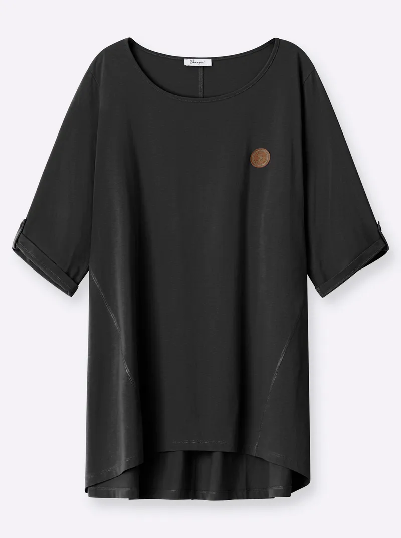 sheego Longshirt schwarz, Schwarz, – Produktbild 1 von 2