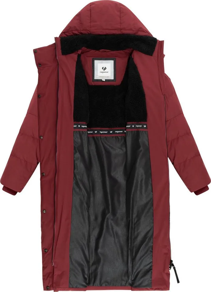 ragwear ragwear Wintermantel Pavla Long Soft YOUMODO Wasserdichter Steppmantel mit Kuschelkragen, Rot, – Produktbild 1 von 3