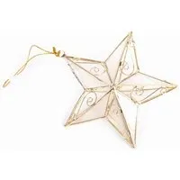 El Puente El Puente Deko-Anhänger "Stern" | Fair Trade & Handmade aus Philippinen, Gold,weiß, – Produktbild 1 von 1