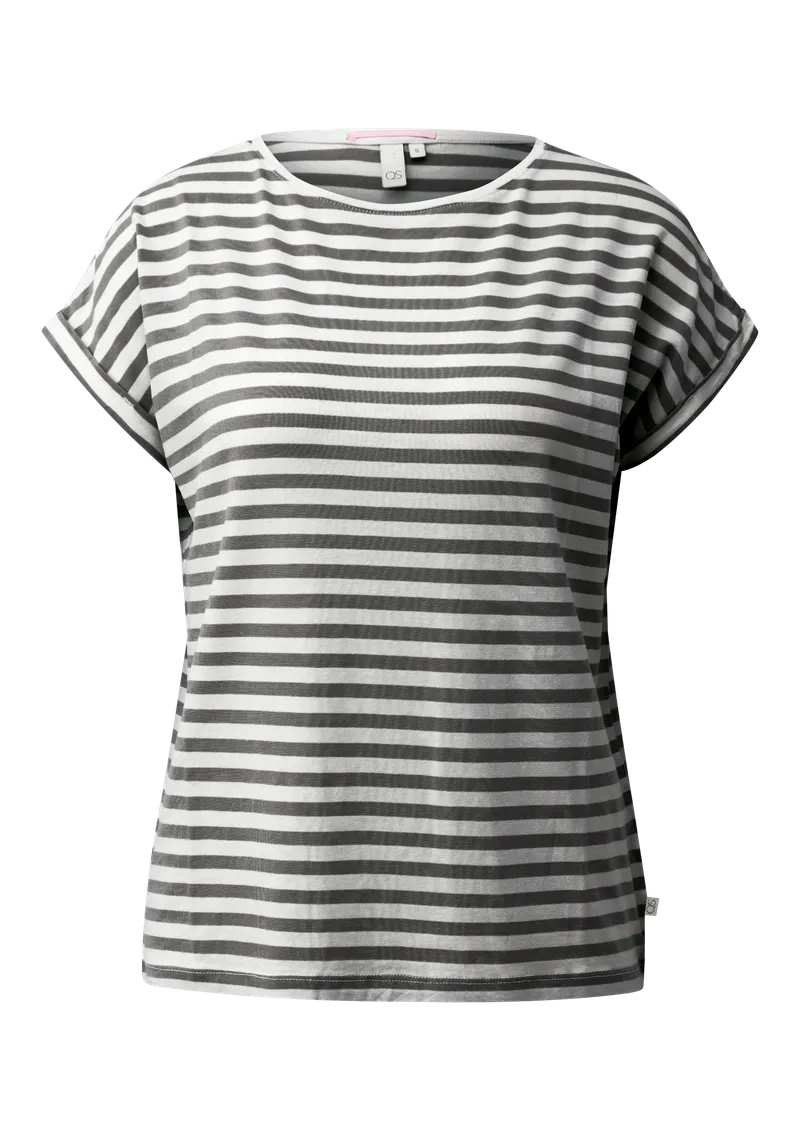QS QS T-Shirt aus Lyocellmix, Grau|creme, – Produktbild 1 von 3