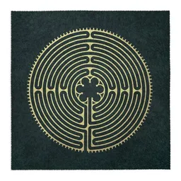 Veskor Cassiopeia Veskor Cassiopeia LABYRINTH VON CHARTRES der Kathedrale Notre-Dame Linoldruck | 40 × 40 cm | Gold auf Waldgrün – Produktbild 1 von 1