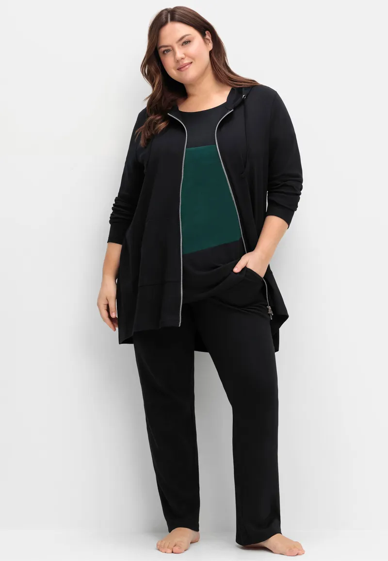 sheego Shirtjacke, Schwarz, – Produktbild 2 von 2