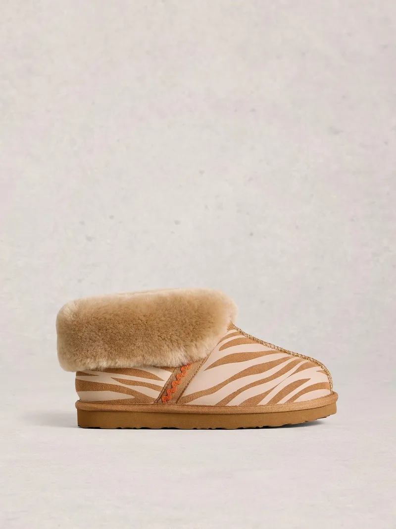 White Stuff Wildlederhausschuhe mit Schafsfellfutter - S, Tan print, – Produktbild 1 von 4