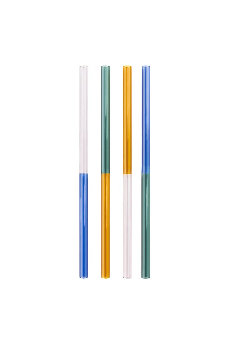 Tranquillo Strohhalme RAIINBOW 4er-Set Blau – Borosilikatglas - blau – Produktbild 1 von 1