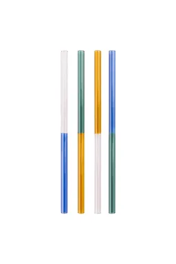 Tranquillo Strohhalme RAIINBOW 4er-Set Blau – Borosilikatglas - blau – Produktbild 1 von 1