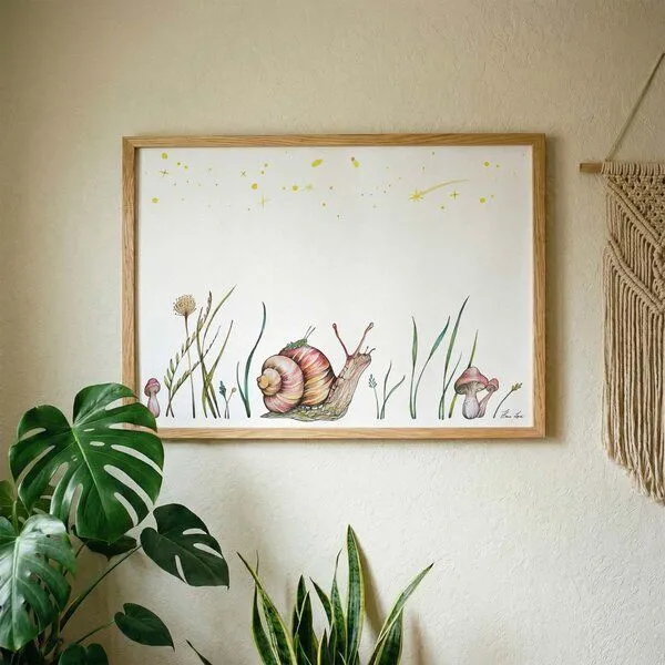 LIGARTI Kunstdruck »Sternengucker (Grashüpfer & Schnecke)« von LIGARTI | A4, A3 oder A2 | Wandbild | Poster | Kunst – Produktbild 2 von 3