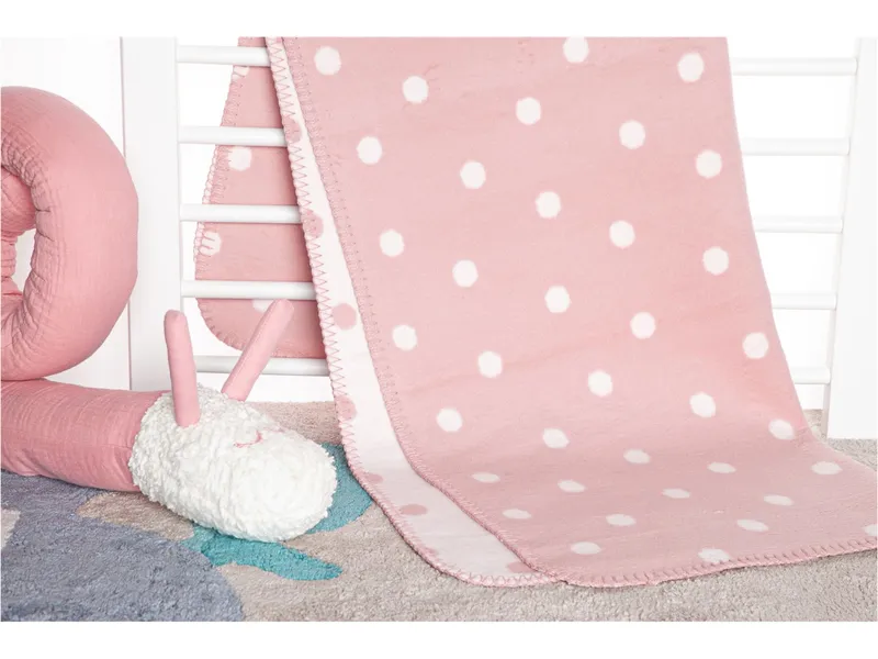 Richter Textilien Richter Textilien Babydecke Bio-Baumwolle Punkte Maße 75 x 100 cm, Rosa, mehrfarbig, – Produktbild 2 von 2