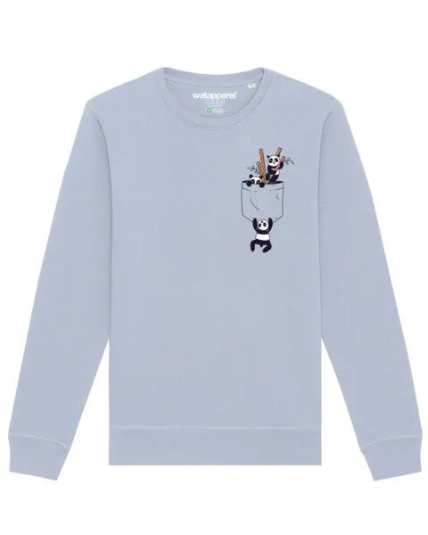 watapparel watapparel Sweatshirt Unisex Pocket Pandas, Serene blue, – Produktbild 1 von 4