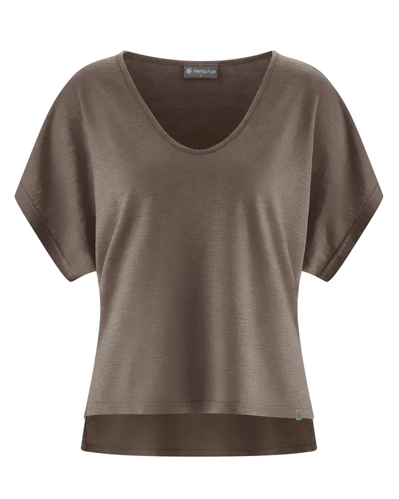 HempAge Hempage Damen vegan T-Shirt Aus Slub-Jersey Staubbraun, Braun, – Produktbild 1 von 2