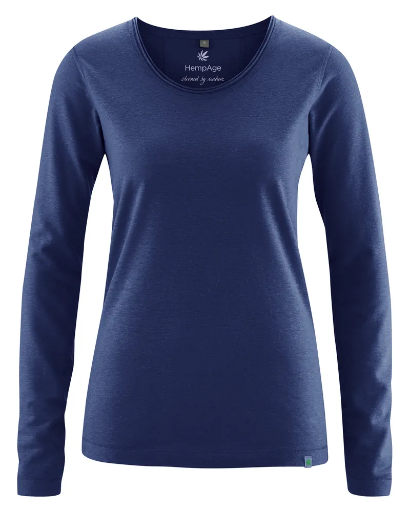 HempAge Hempage Damen vegan Langarm T-Shirt Night Navy, Blau, – Produktbild 1 von 2