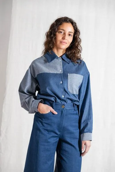 Jyoti - Fair Works Jyoti - Fair Works Bio-Baumwoll Shirt Ashrit, Denim, – Produktbild 4 von 4