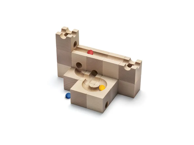 CUBORO CUBORO Kugelbahn aus unbehandeltem Buchenholz Standard 16 Maße: 5 x 5 x 5 cm, Natur, – Produktbild 1 von 2