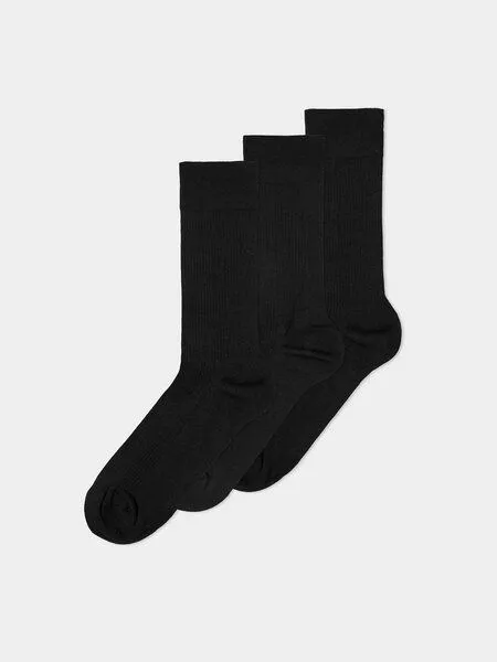 erlich textil erlich textil Casual Cotton Gerippte Socken im 3er Pack aus Bio-Baumwolle, Schwarz, – Produktbild 5 von 6