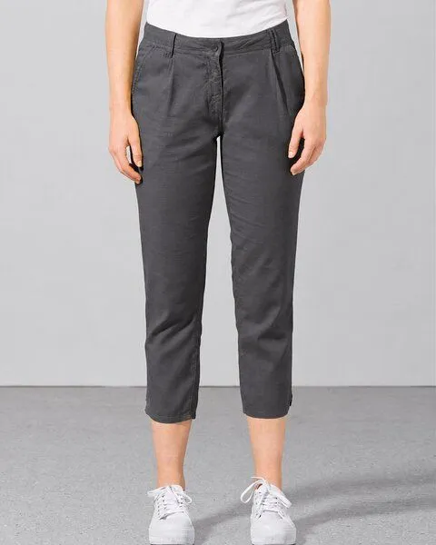 HempAge Hempage Damen 7/8 Bundfaltenhose Hanf/Biobaumwolle, Anthrazit(schwarz), – Produktbild 2 von 4