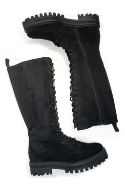 Will's Vegan Store Will's Vegan Store Damen vegan Hohe Schnürstiefel Veganes Wildleder Schwarz – Produktbild 1 von 1